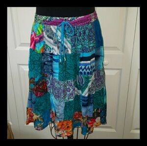 Cotton Patchwork Boho Skirt OS